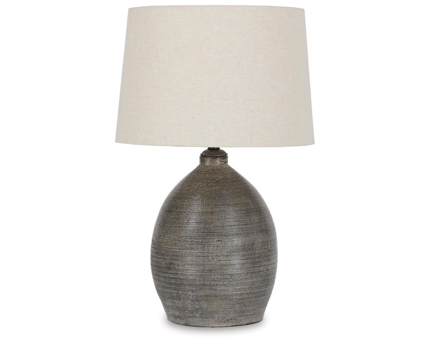 Joyelle 27.5" Gray Terracotta Table Lamp with Cream Shade