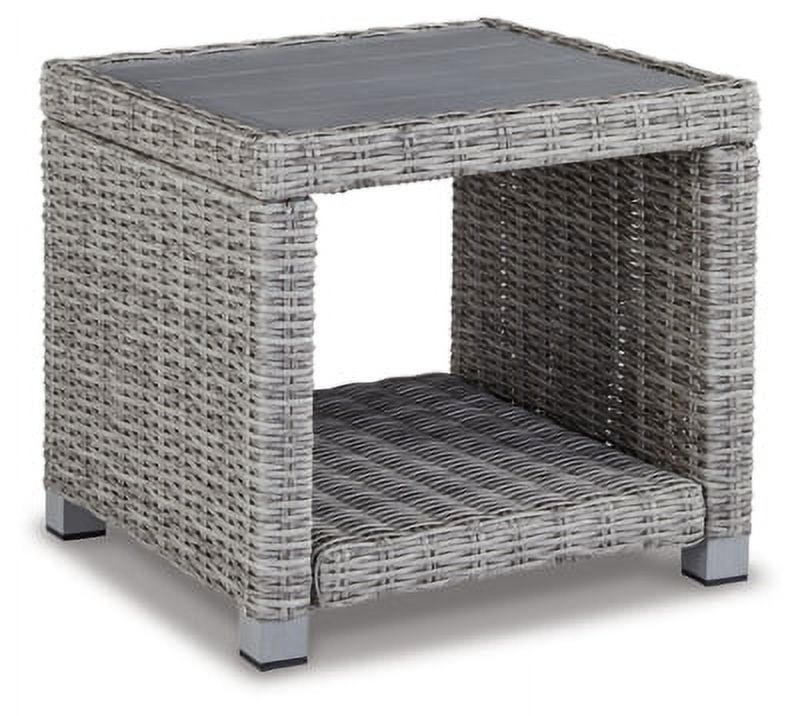 Light Gray Square Resin Wicker Outdoor End Table