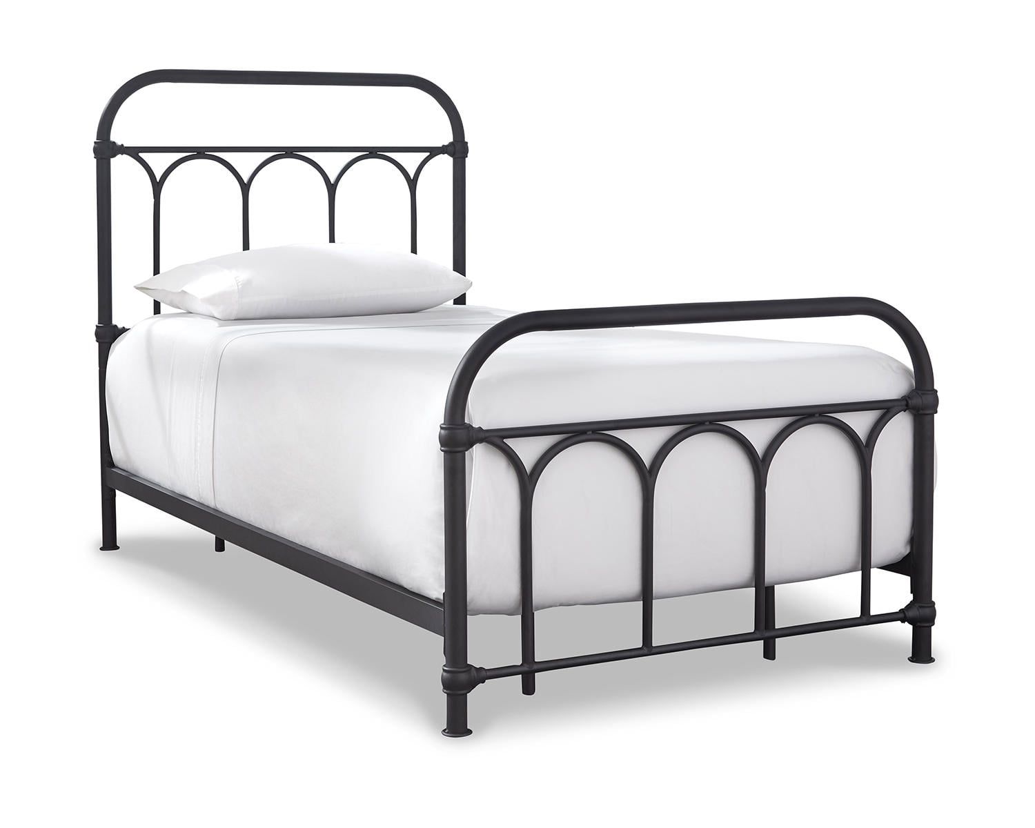 Nashburg Twin Black Wrought Iron Metal Bed with Headboard