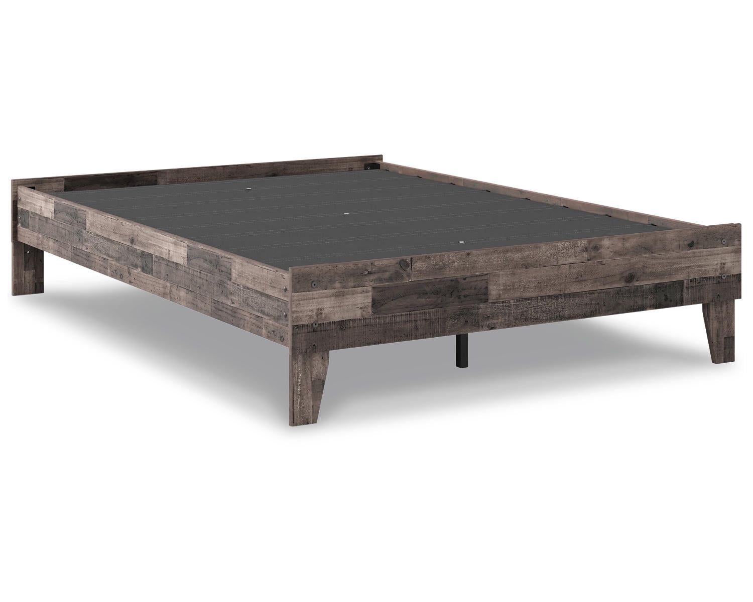 Neilsville Rustic Gray Full Wood Platform Bed with Headboard