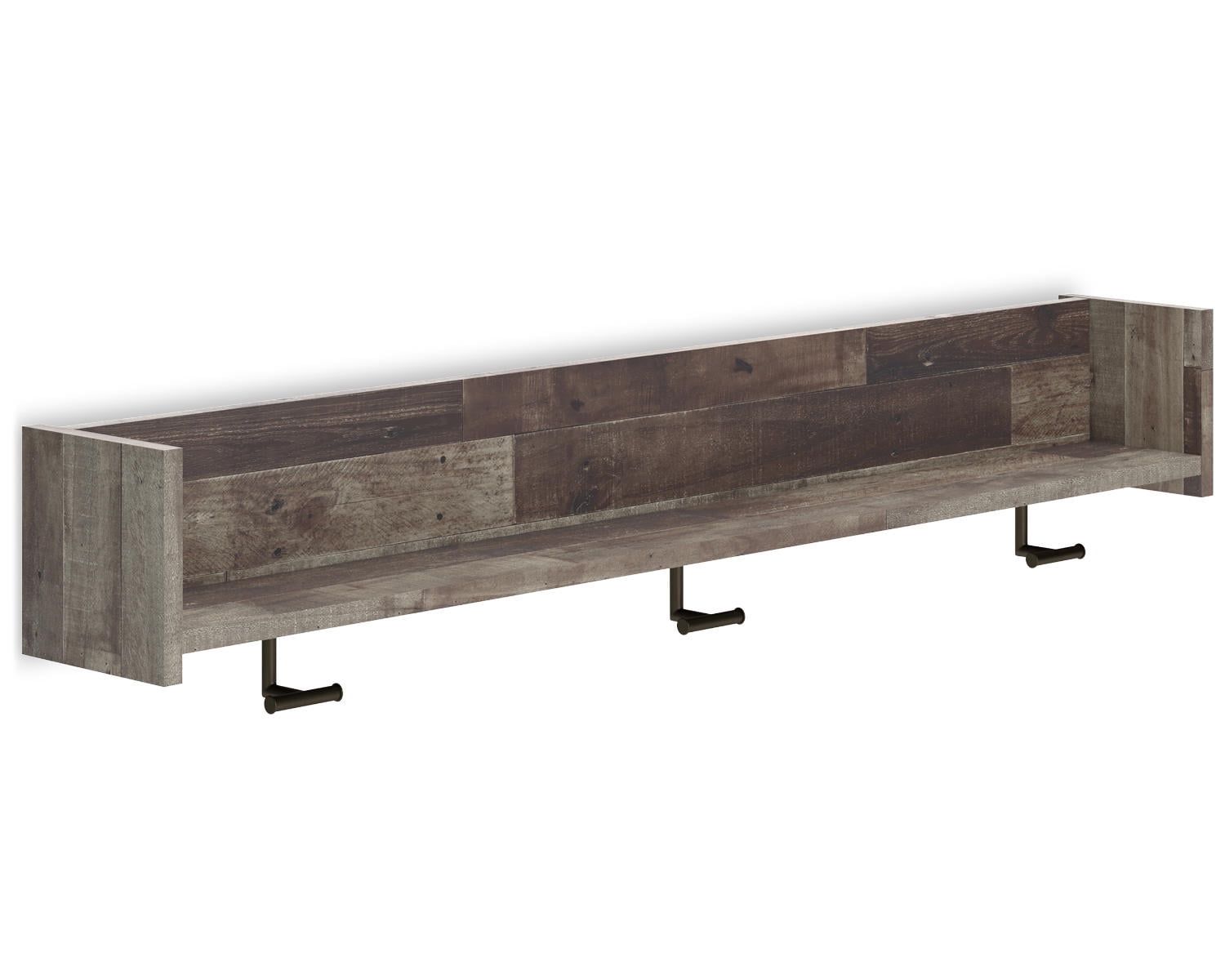 Rustic Black and Gray Wall Mounted Coat Rack with Shelf