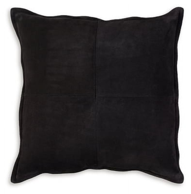 Rayvale 20" Black Leather and Cotton Square Pillow