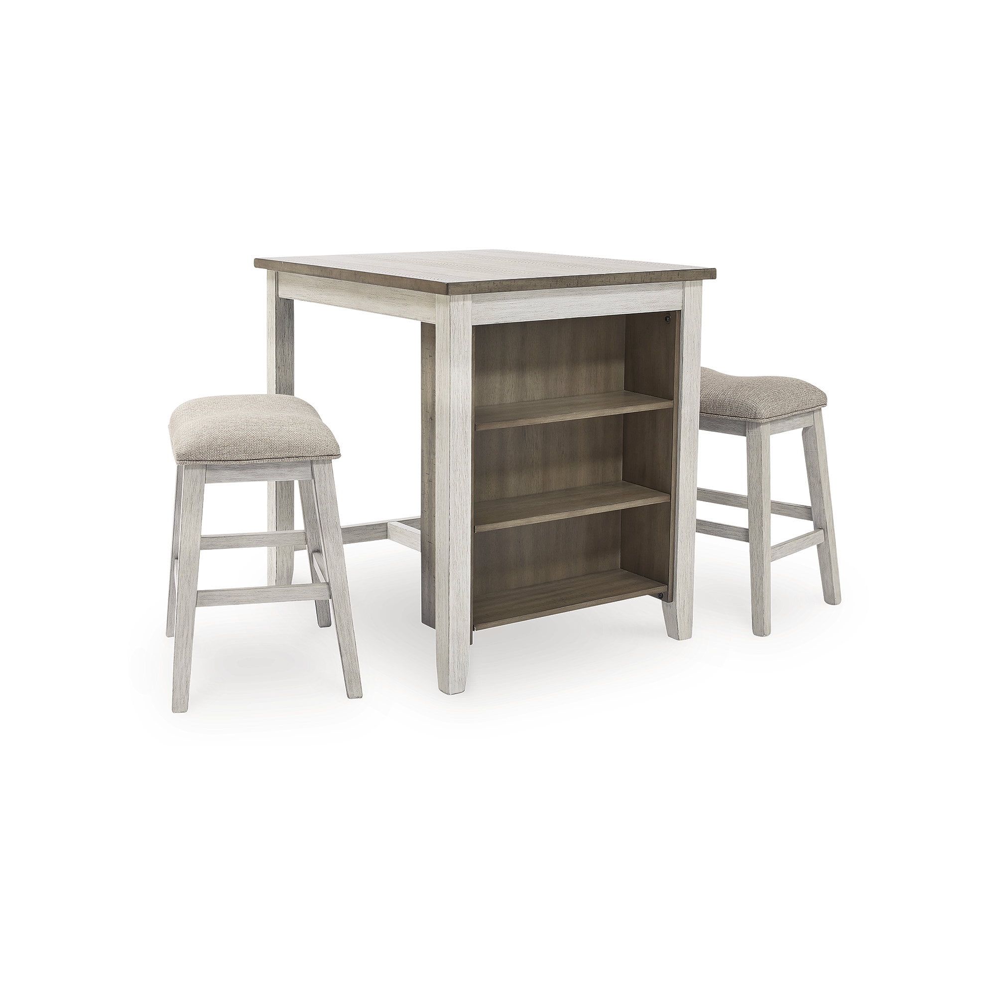 Transitional Brown and White Wood 3-Piece Counter Height Dining Set