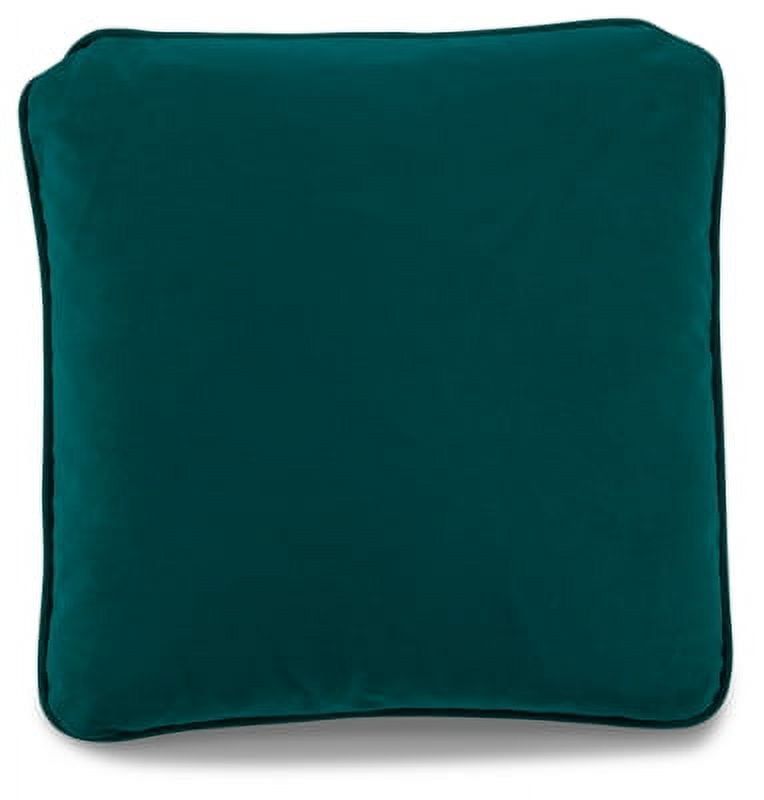 Caygan 20" Teal Polyester Square Pillow with Feather Fill