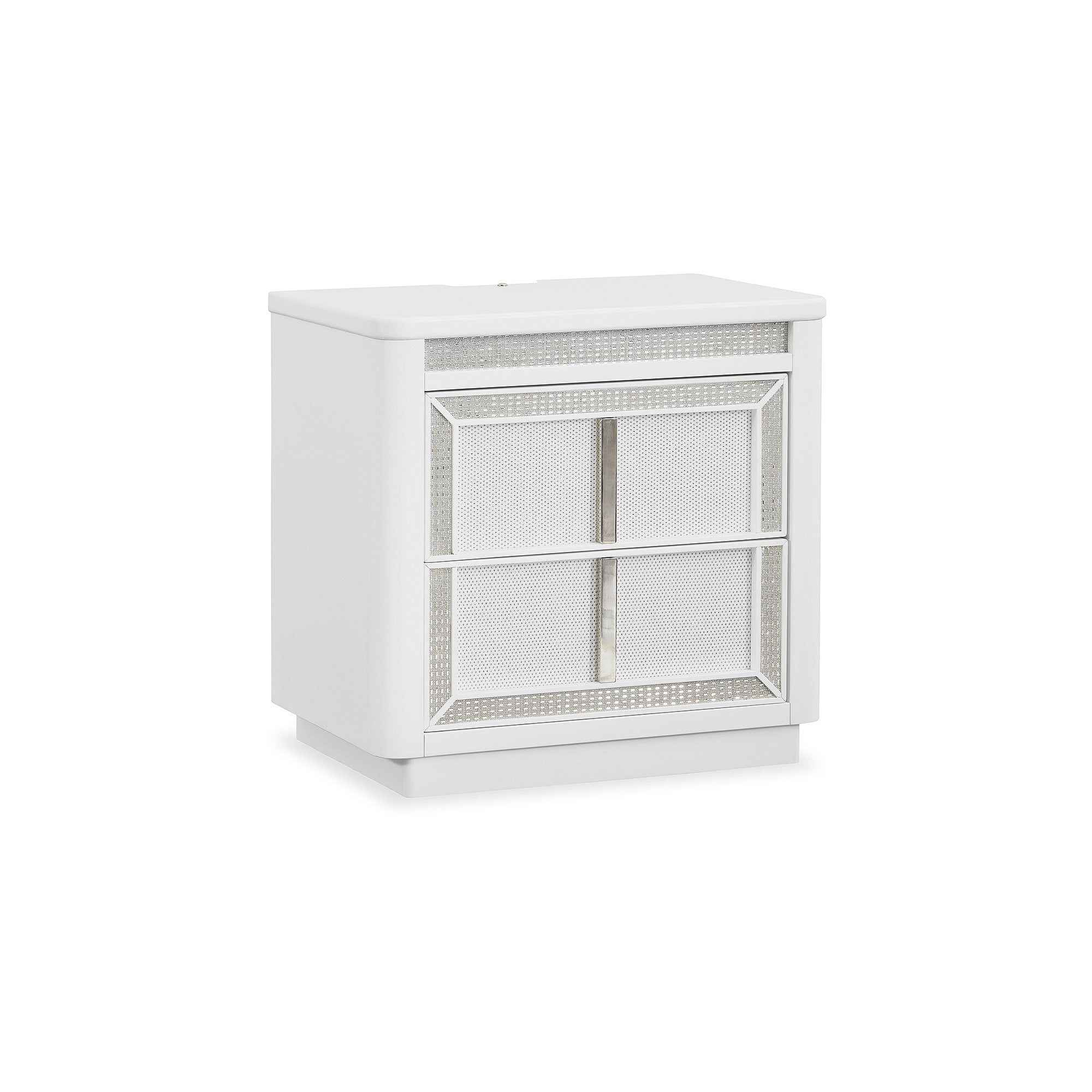 White 2-Drawer Nightstand with LED Lighting and USB Ports