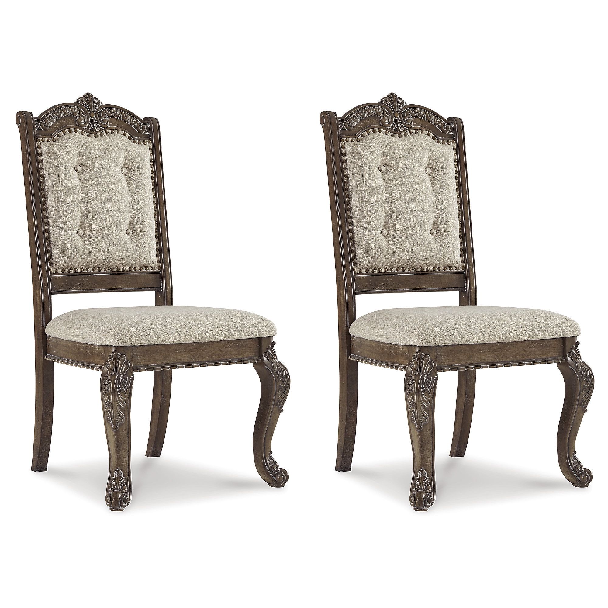 Charmond Traditional Upholstered Side Chair in Dark Brown Oak