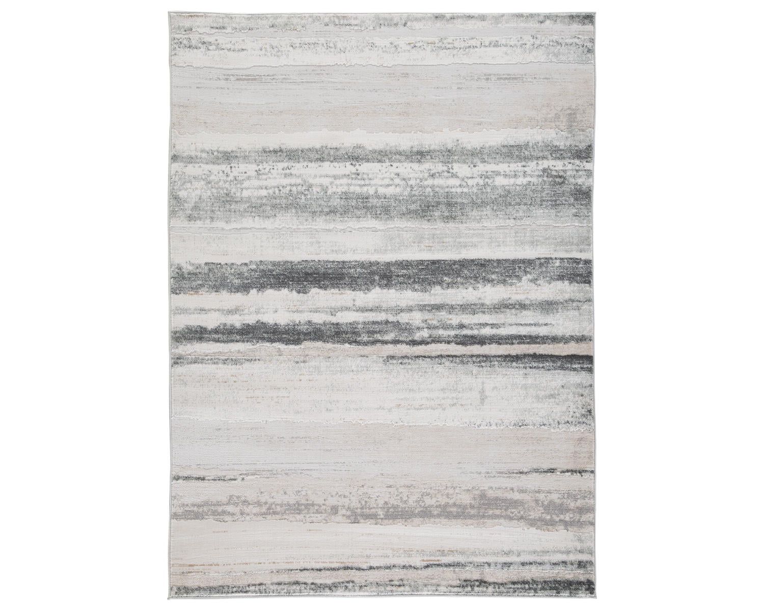 Beige and Gray Abstract 5' x 7' Synthetic Rug