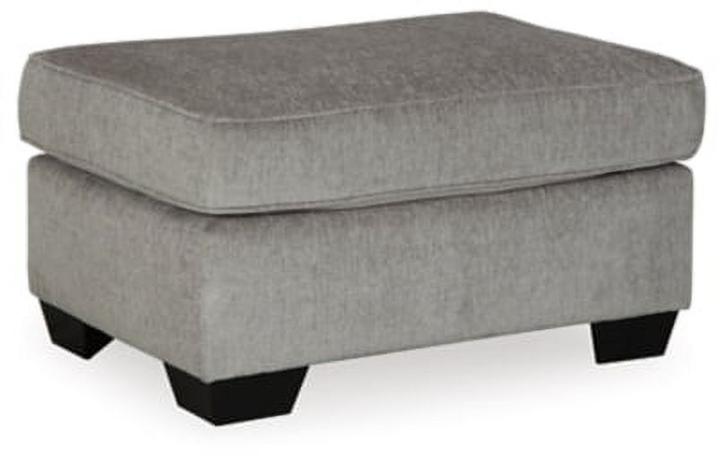 Gray Chenille Contemporary Ottoman with Faux Wood Feet