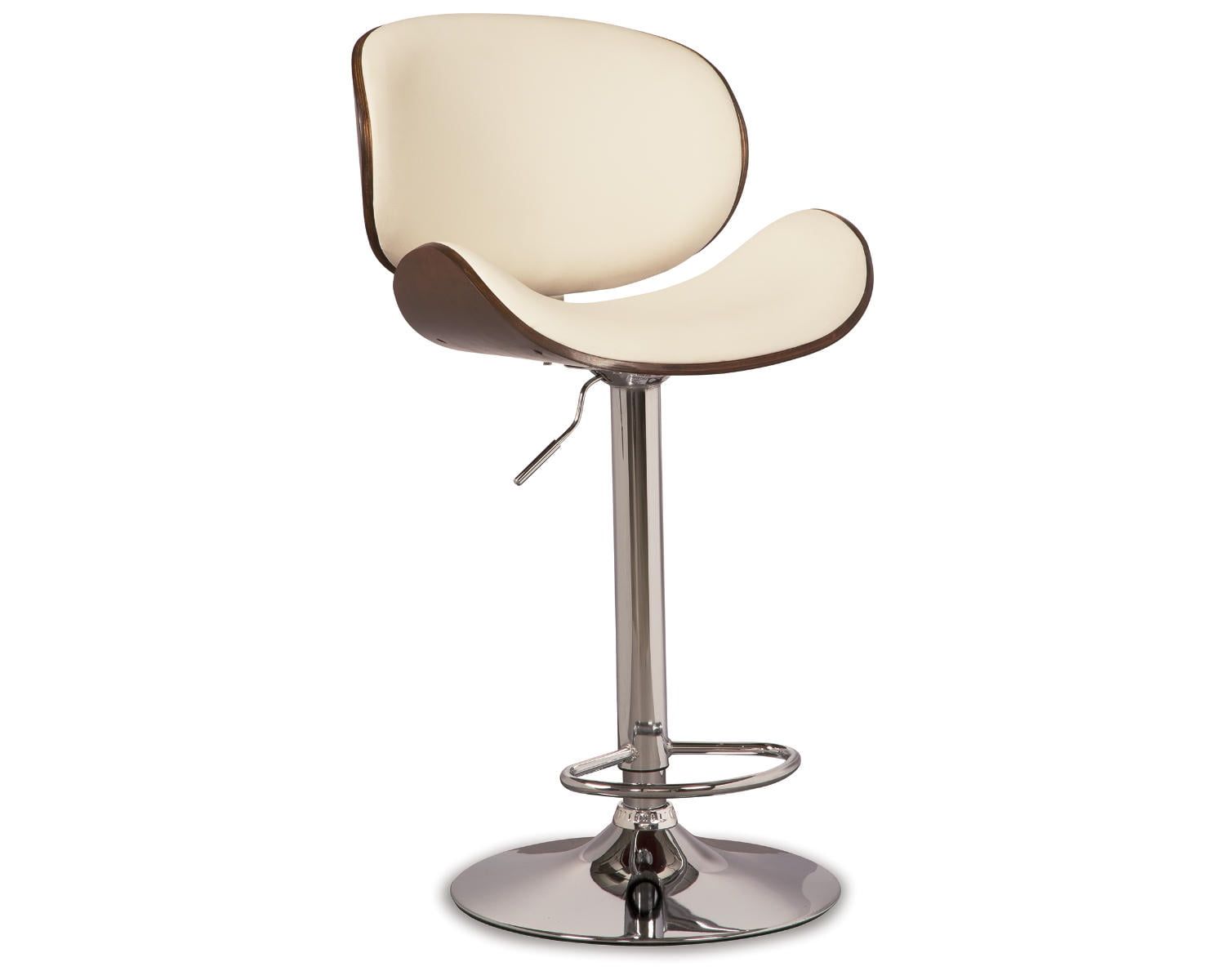 Adjustable Height Swivel Bar Stool in Brown & Bone White