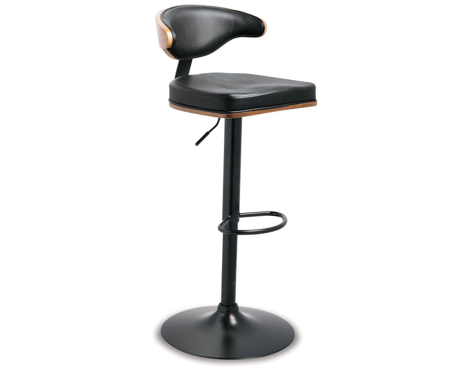 Tall Black Adjustable Swivel Barstool with Leather Seat