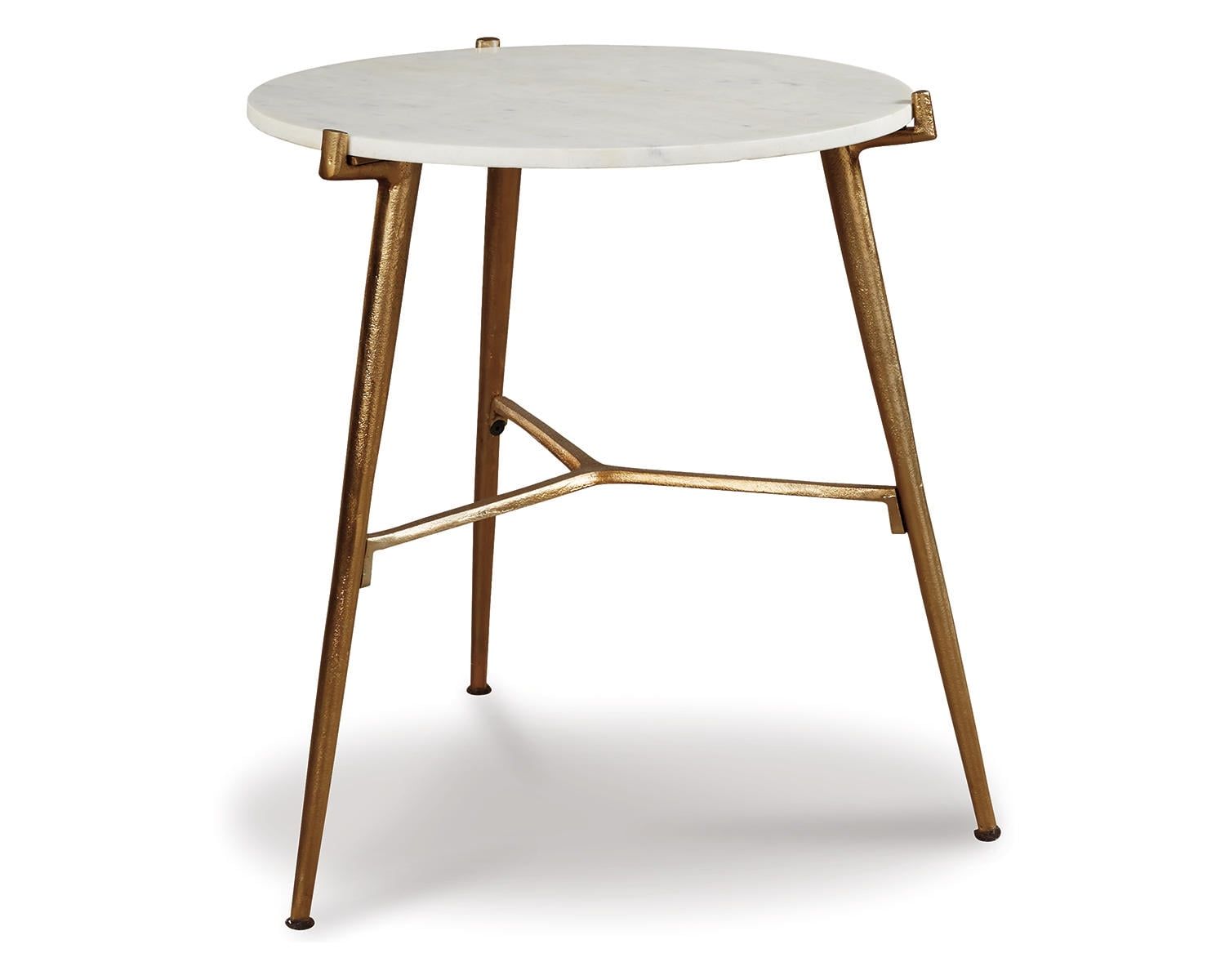 Chadton 19" Round White Marble and Gold Metal Accent Table