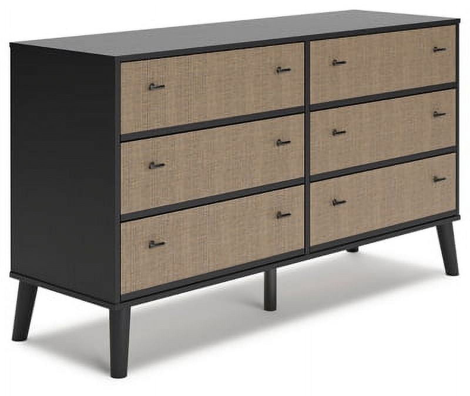 Charlang Mid-Century Modern Black & Beige 6-Drawer Dresser