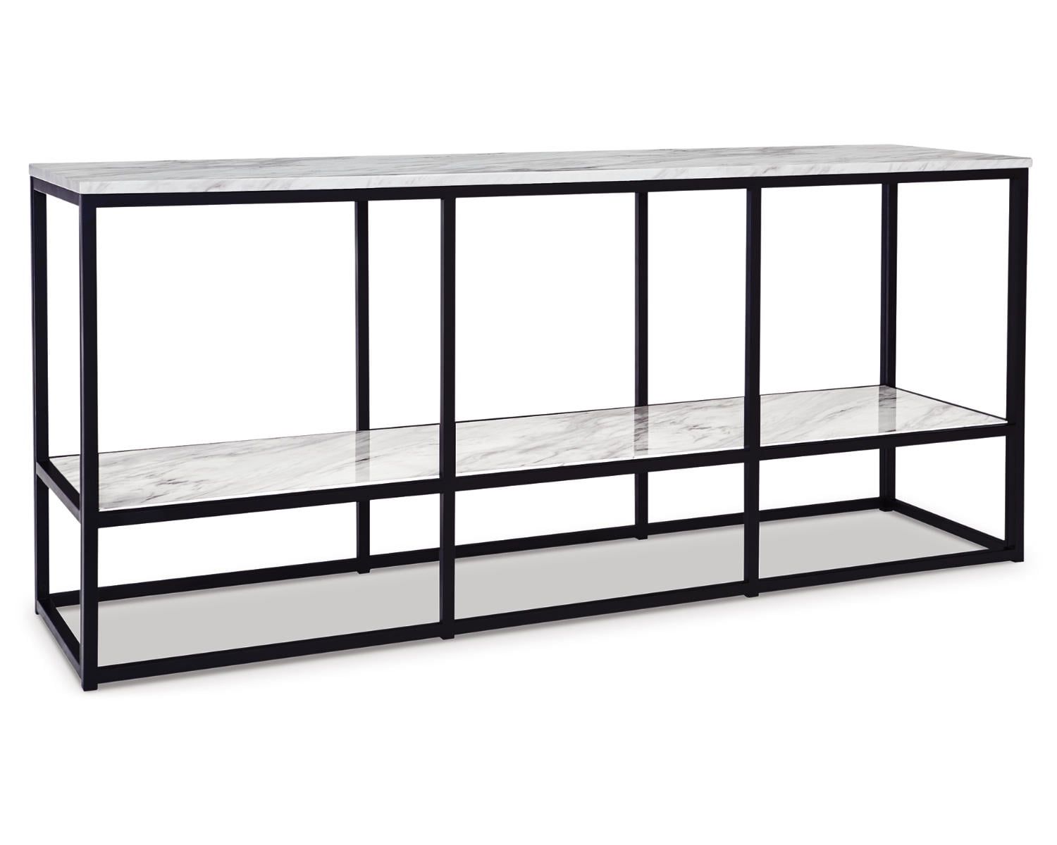 Donnesta Sleek 65" Black and Gray Faux Marble TV Stand