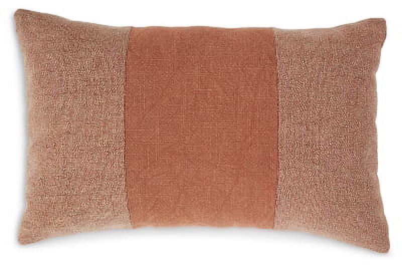 Light Brown and Red Rectangular Cotton Pillow with Stripe Design