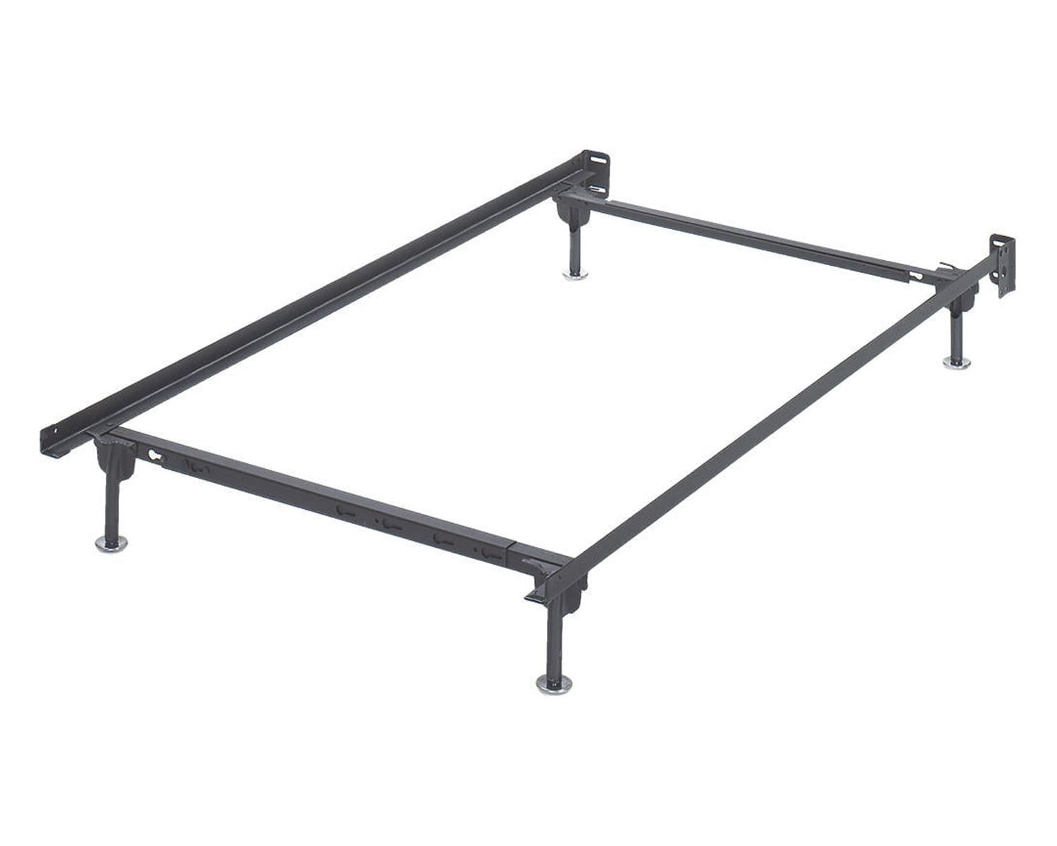 Gray Metal Twin/Full Adjustable Bed Frame with Headboard