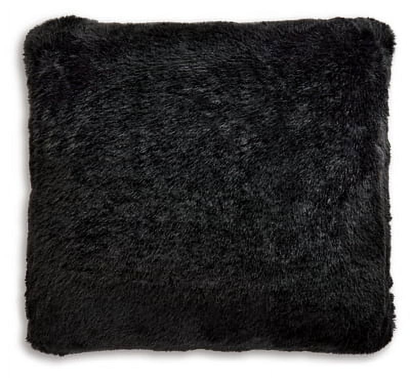 Black Faux Rabbit Fur Square Accent Pillow 20 x 20 Inches