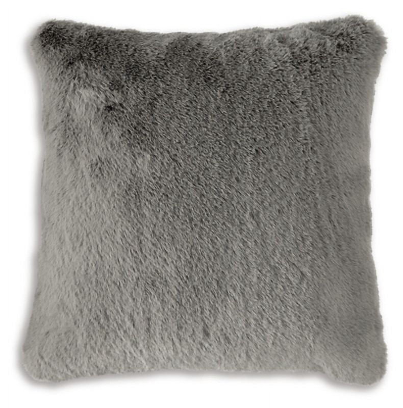 Gariland Gray Faux Rabbit Fur Square Pillow 20"