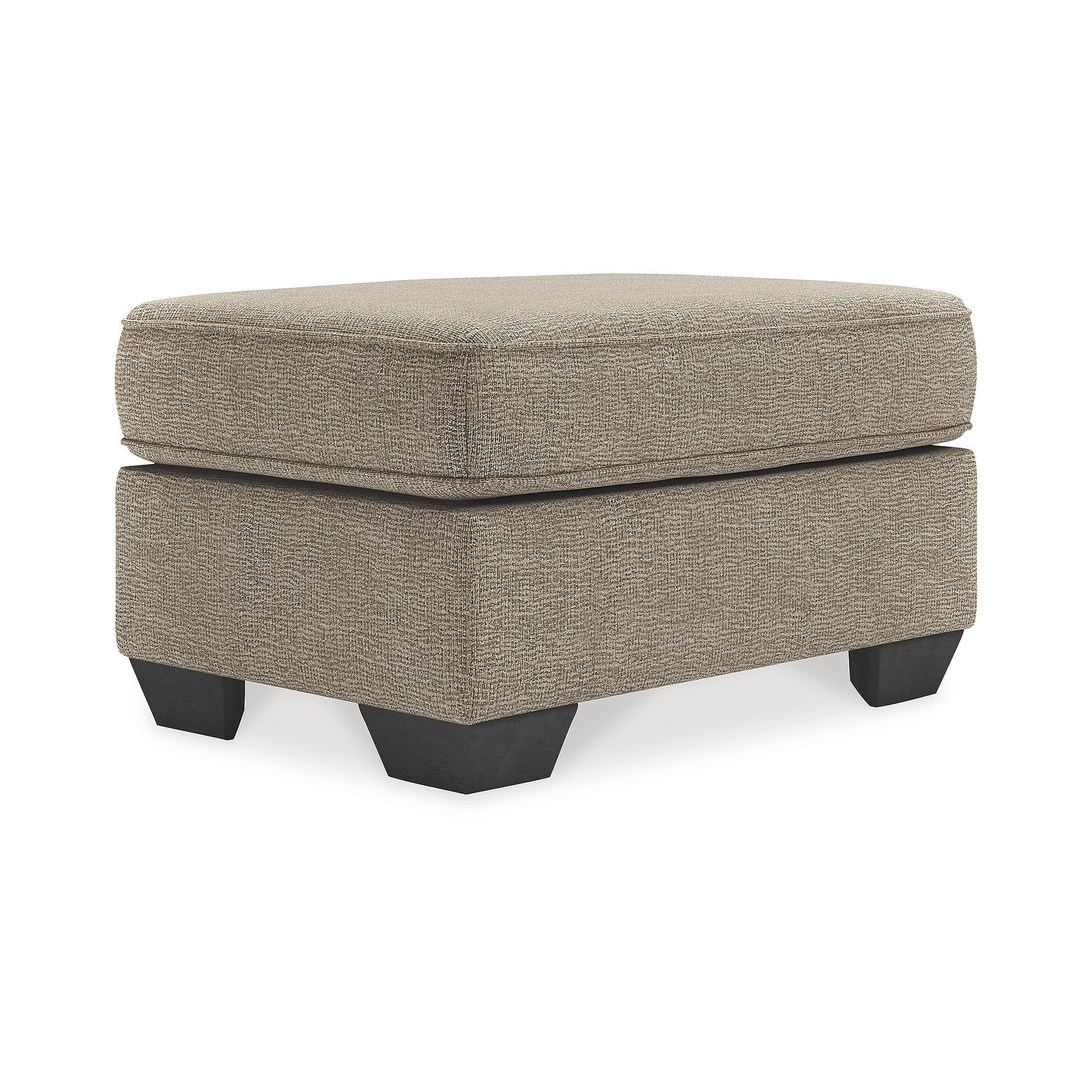 Beige Chenille Contemporary Ottoman with Tapered Feet