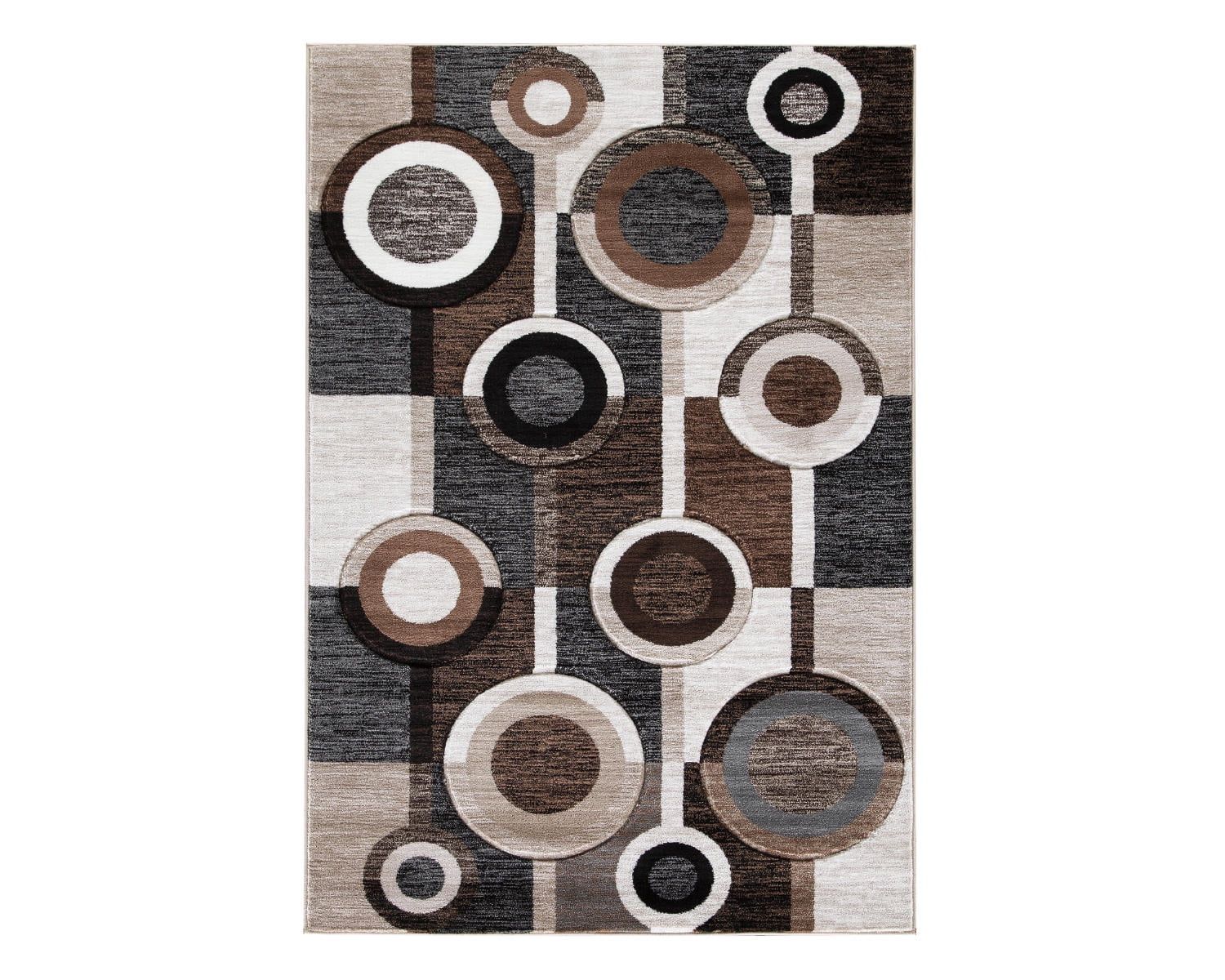 Guintte 5' x 7' Black and Brown Geometric Rug