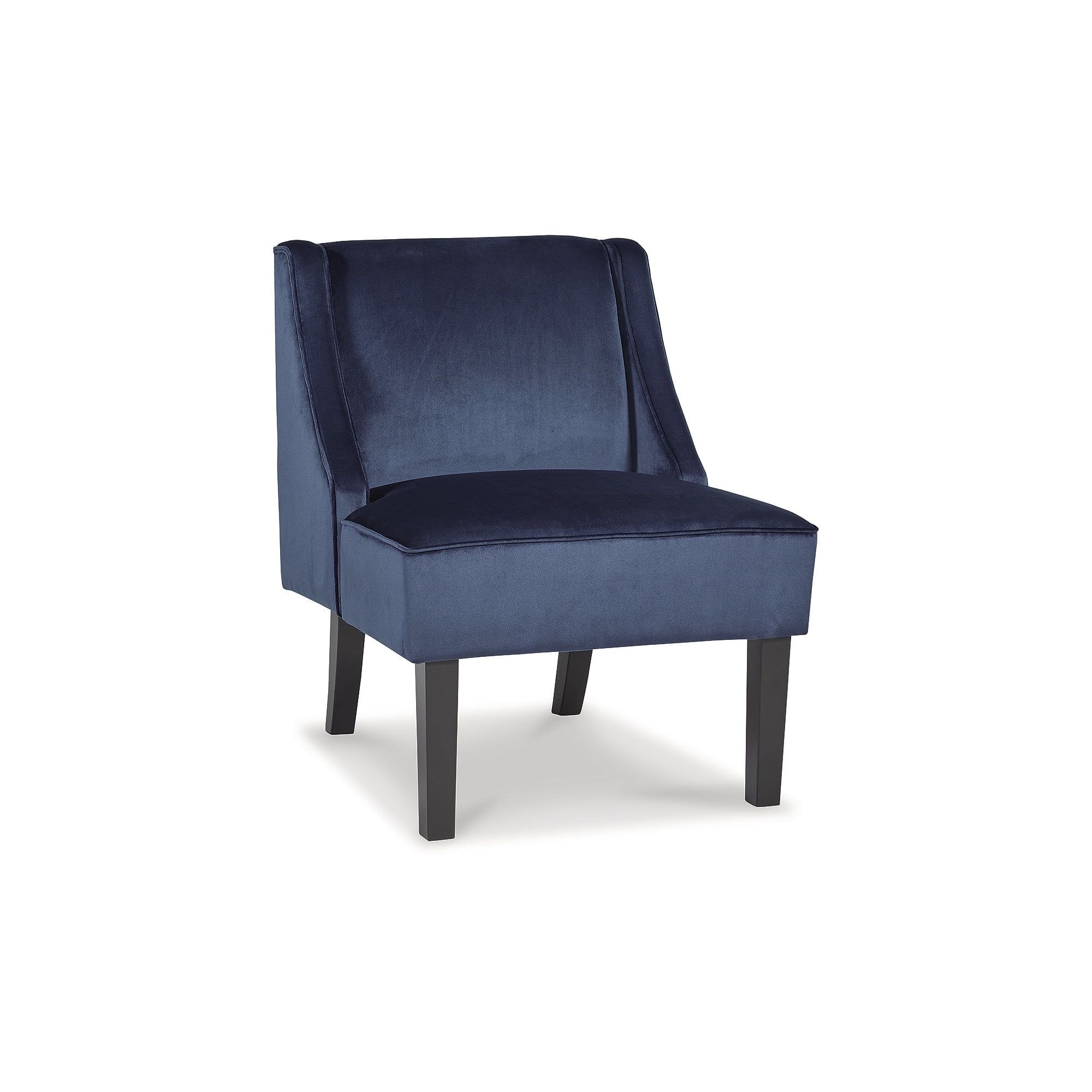 Modern Navy Velvet Slope-Arm Accent Chair