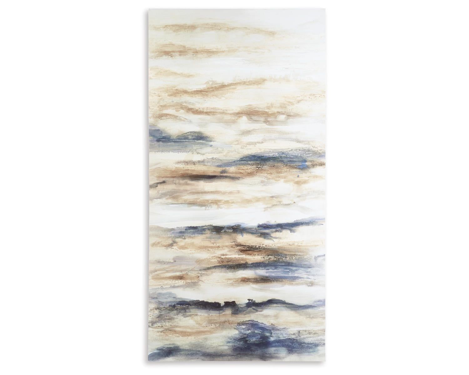 Beige and Blue Abstract Canvas Wall Art, 30 x 60 Inch