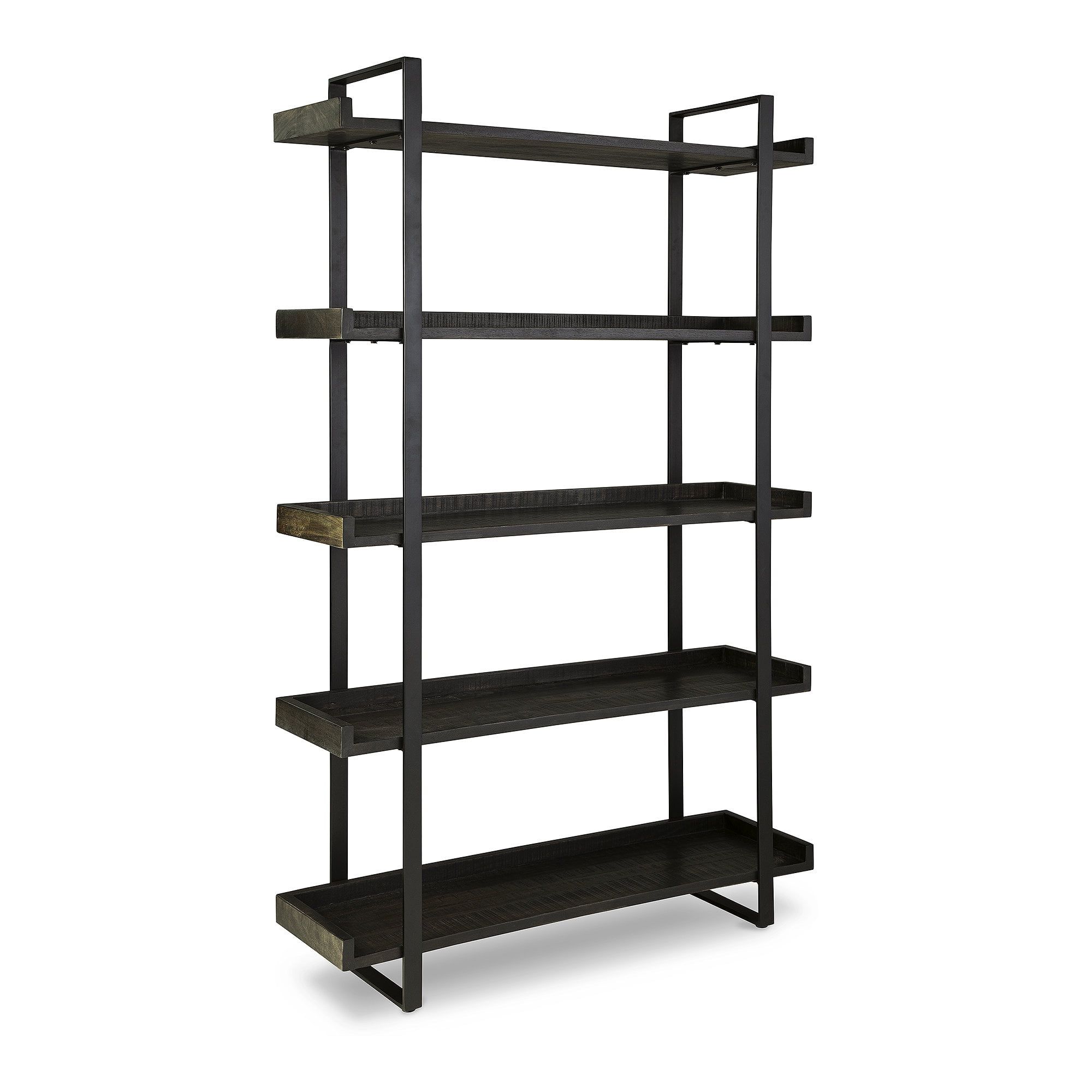 Kevmart 78" Black and Brown Wood Bookcase