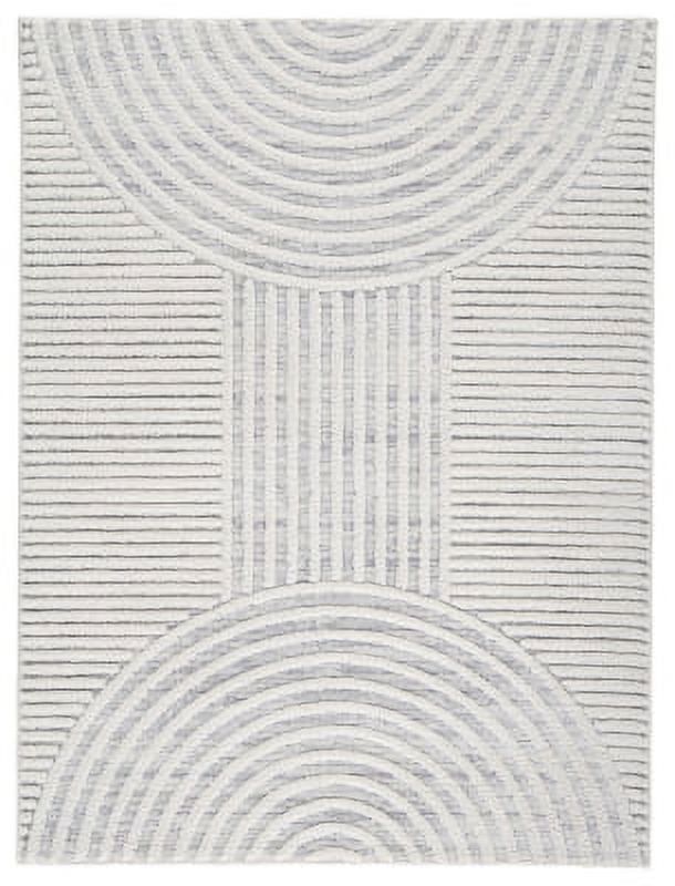 Gray and Cream Geometric 5' x 7' Stain-Resistant Rug