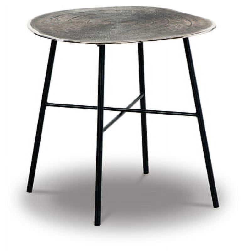 Laverford Black and Chrome Round Metal End Table