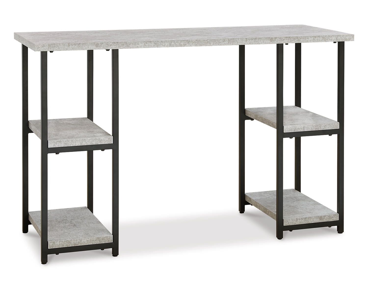 Lazabon Contemporary 48" Black/Gray Faux Concrete Home Office Desk