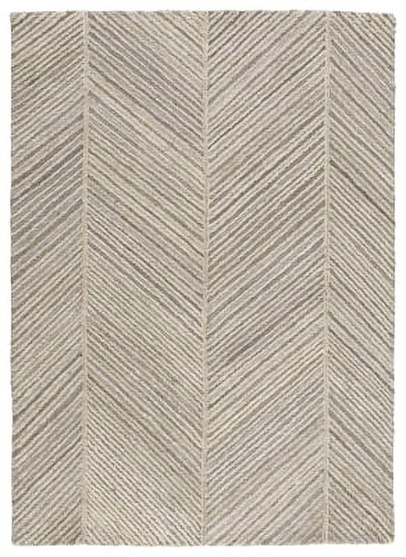 Taupe and Gray Hand-Tufted Chevron 8' x 10' Wool Rug