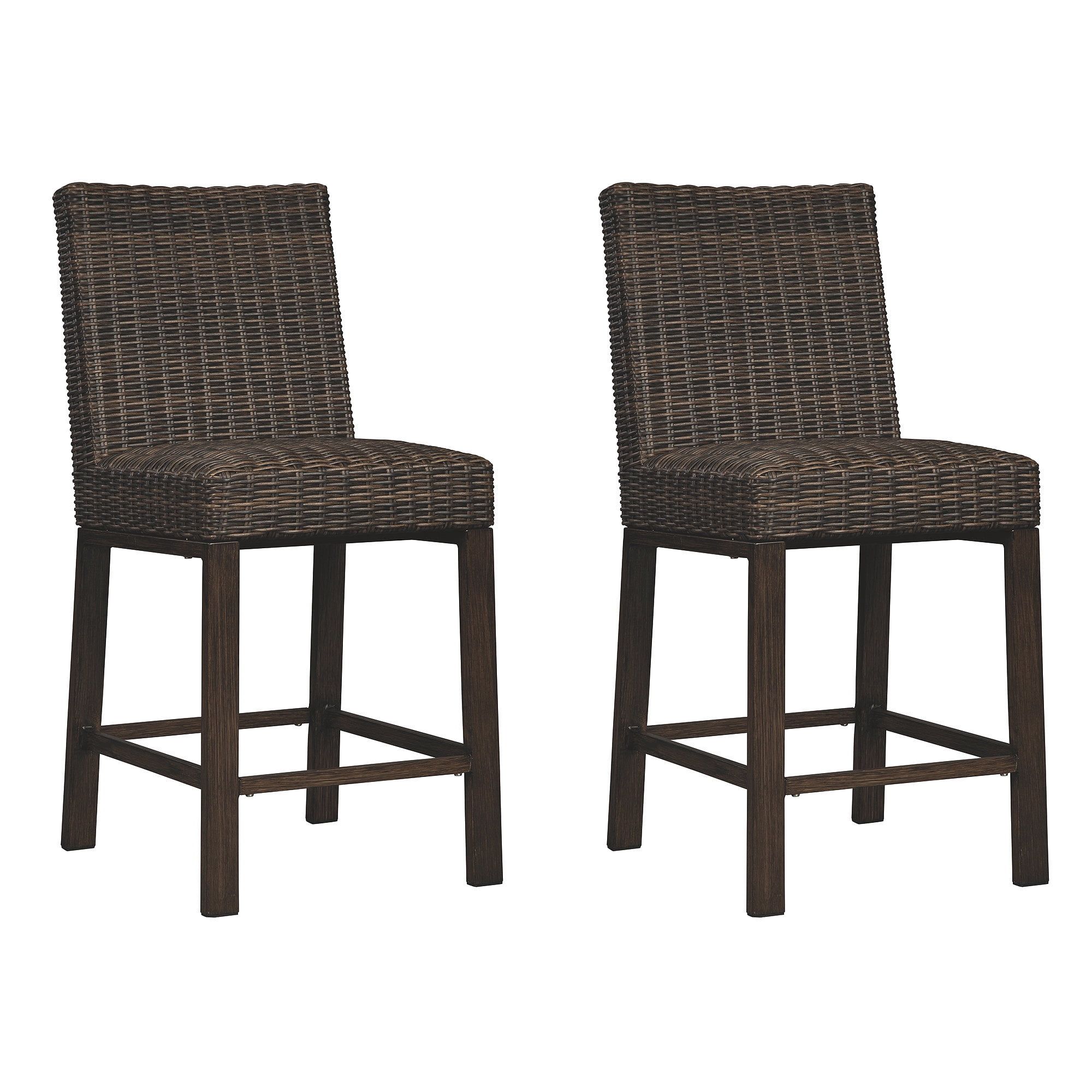 Paradise Trail Brown Wicker Outdoor Bar Stools, Set of 2