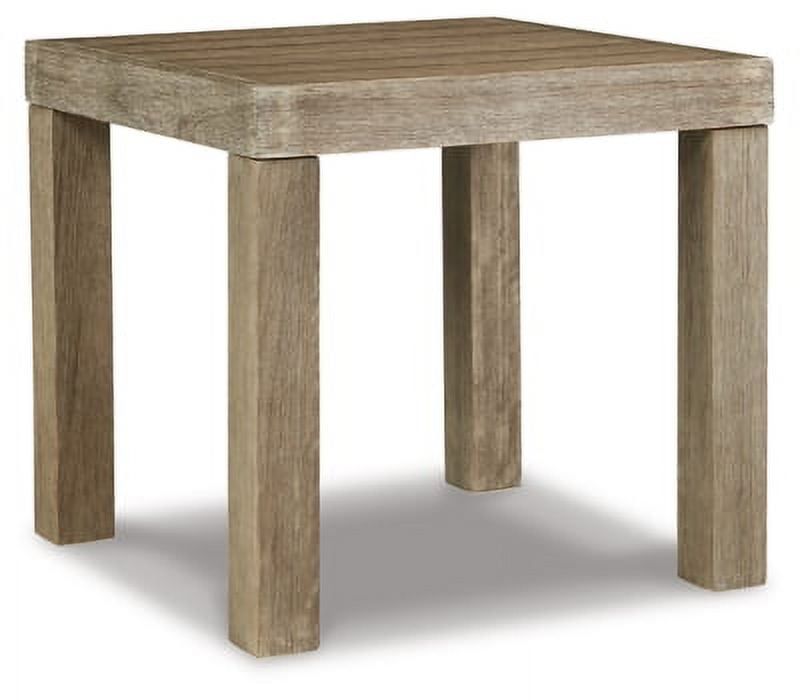 Silo Point Brown Eucalyptus Rectangular Outdoor End Table