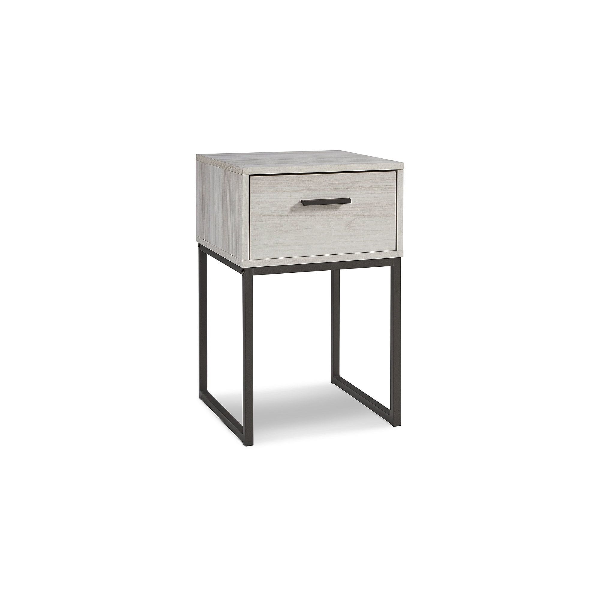 Beige and Black Oak Grain 1-Drawer Nightstand