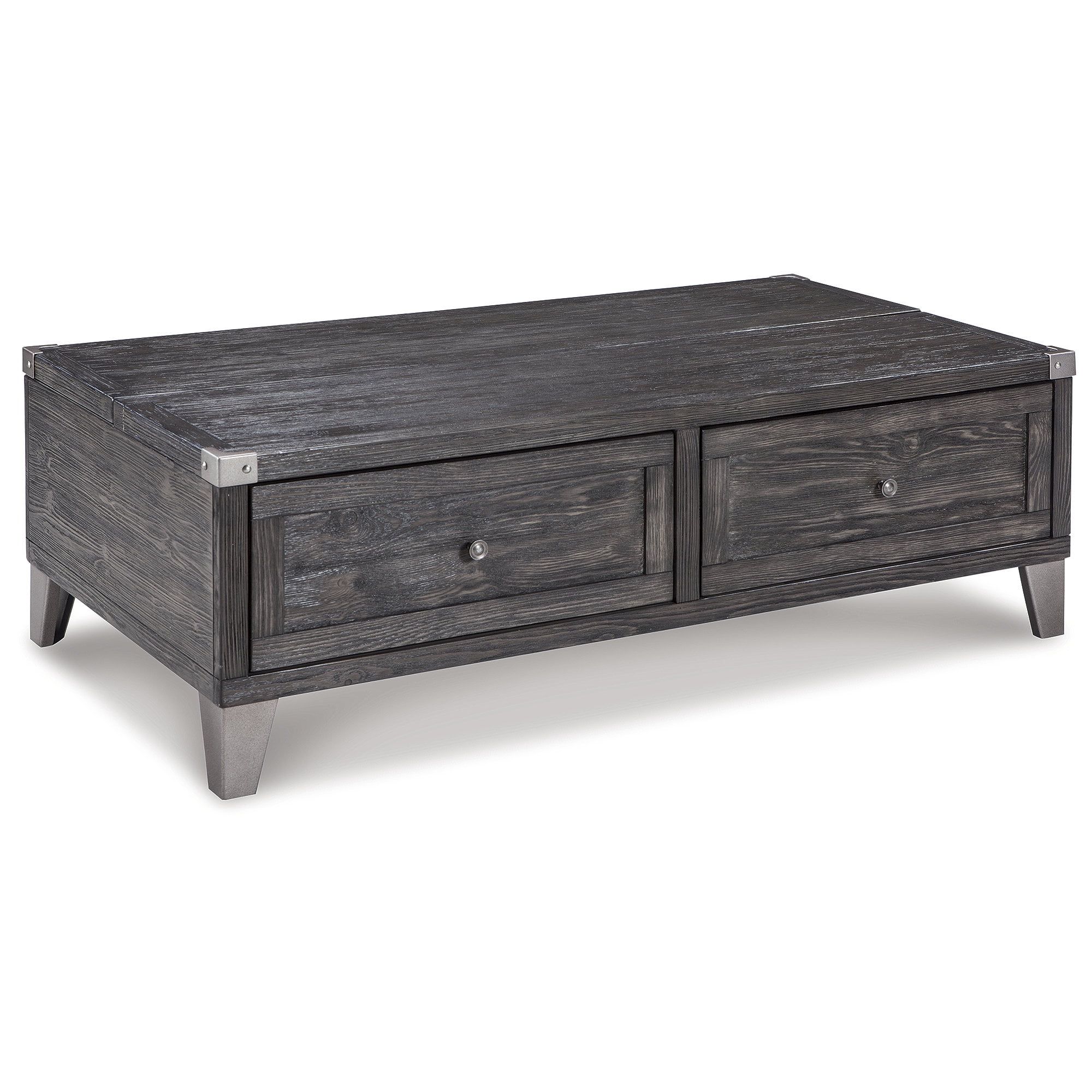 Dark Gray Rectangular Lift-Top Coffee Table with Storage