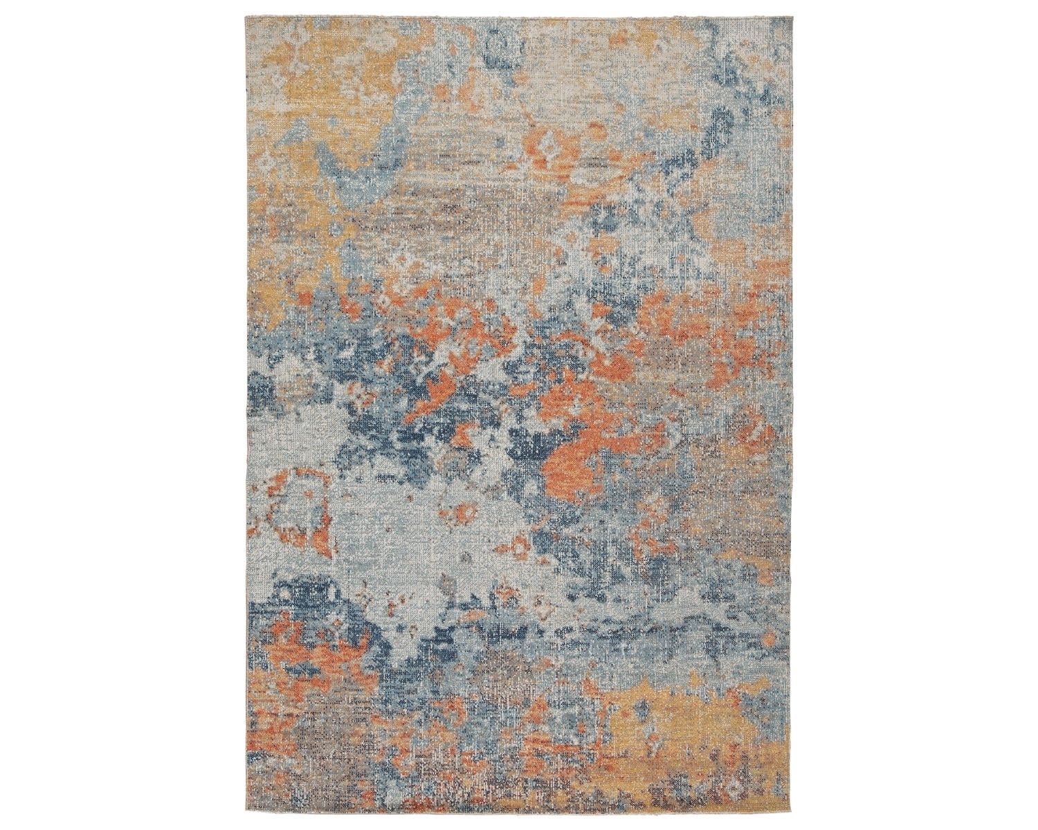 Ethereal Abstract 8' x 10' Beige & Blue Synthetic Area Rug