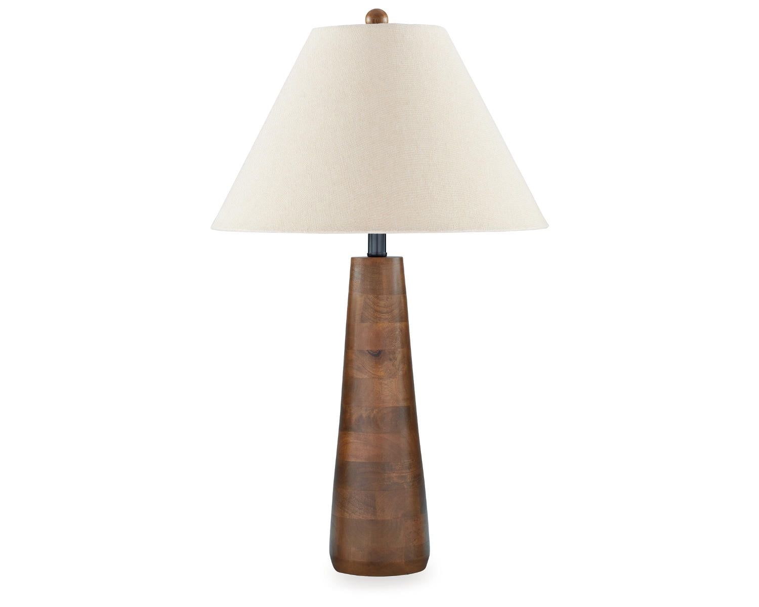 Honey Brown Wood Table Lamp with Empire Shade