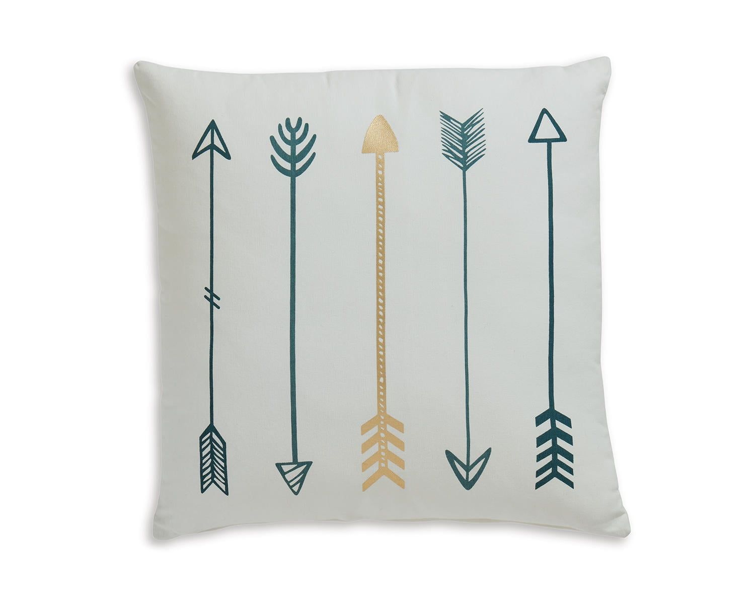 White Cotton Embroidered Arrow Square Pillow