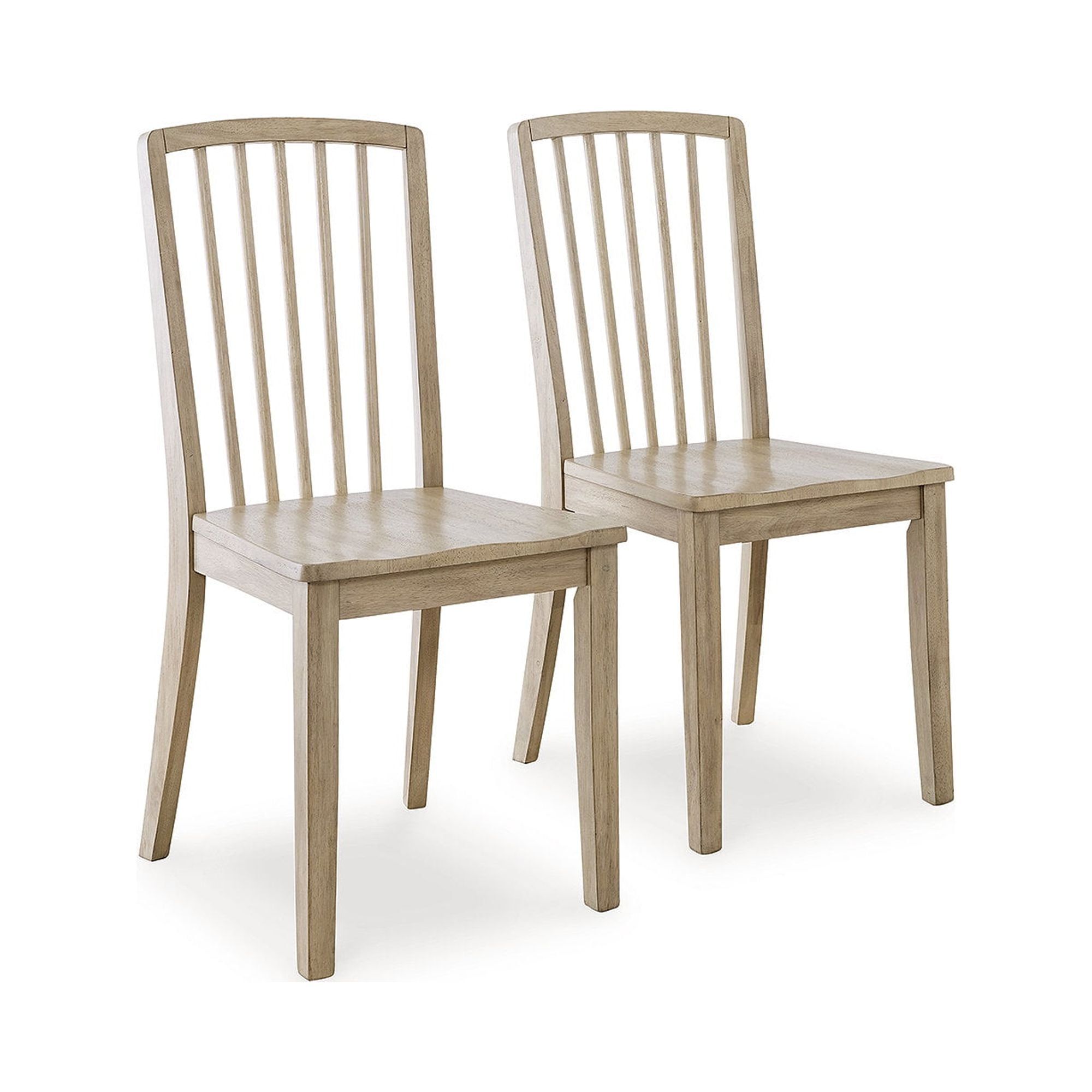 Beige Upholstered Wood Slat Back Side Chair