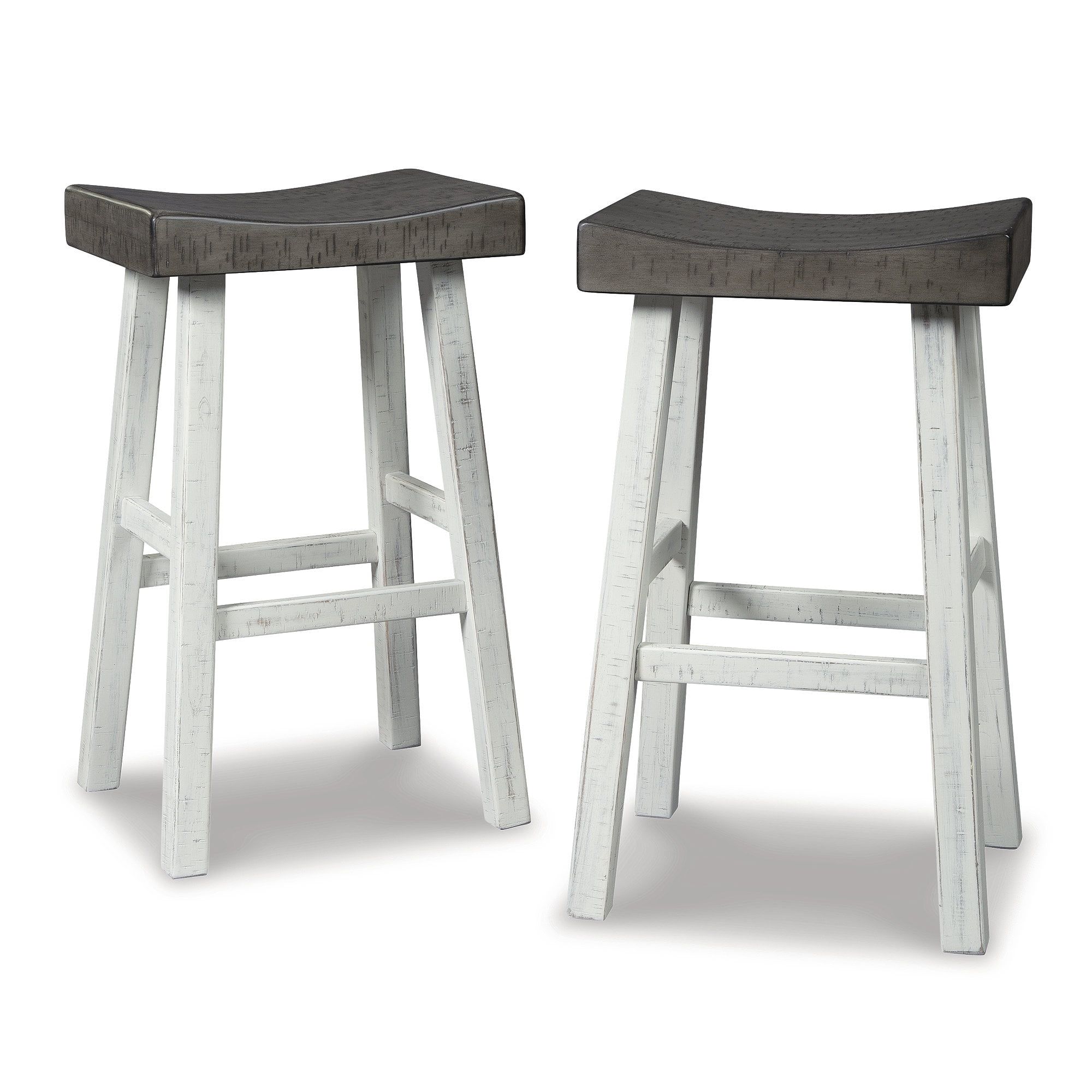 Casual Saddle Style Backless Bar Stool in Brown Gray & Antique White