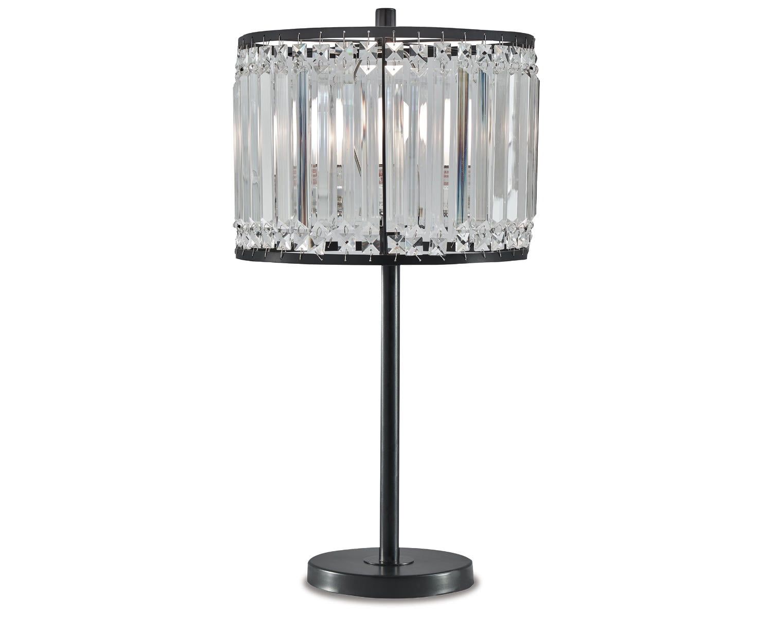 Gracella Black Crystal-Beaded Drum Shade Table Lamp