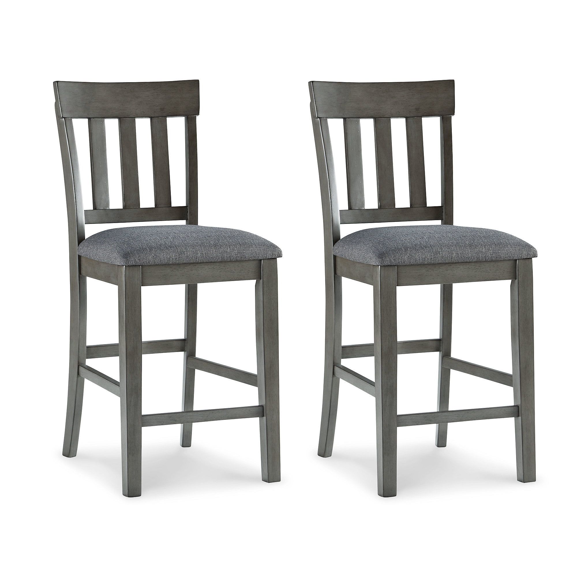 Gray Wood Counter Height Upholstered Bar Stools, Set of 2