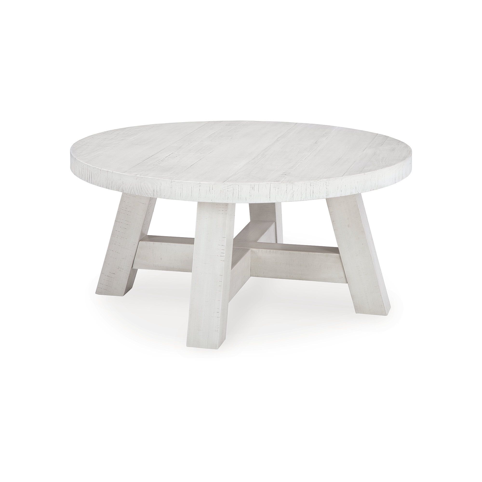 Off-White Round Wood Lift-Top Coffee Table