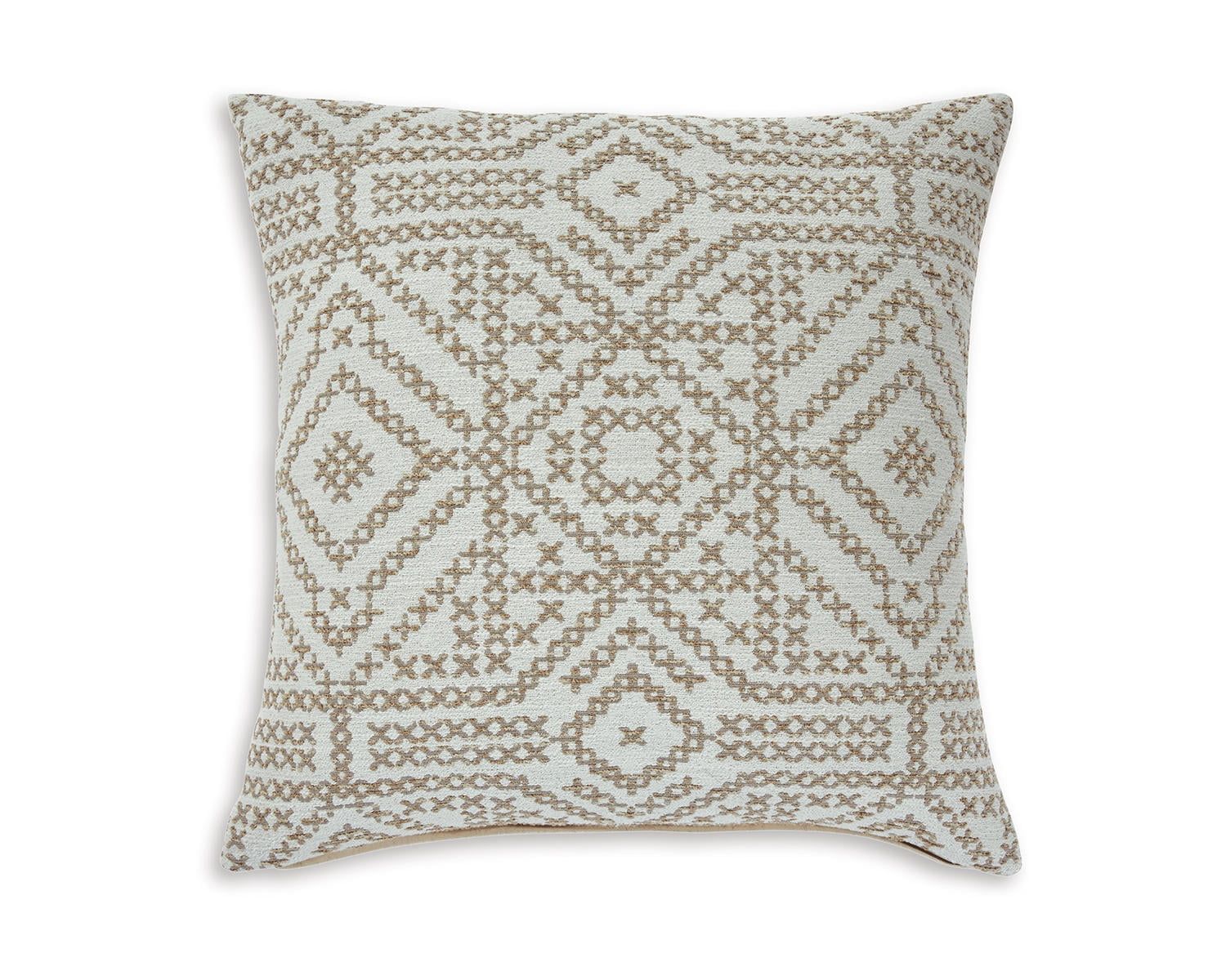 Jermaine 20'' Brown Embroidered Tribal Pattern Pillow