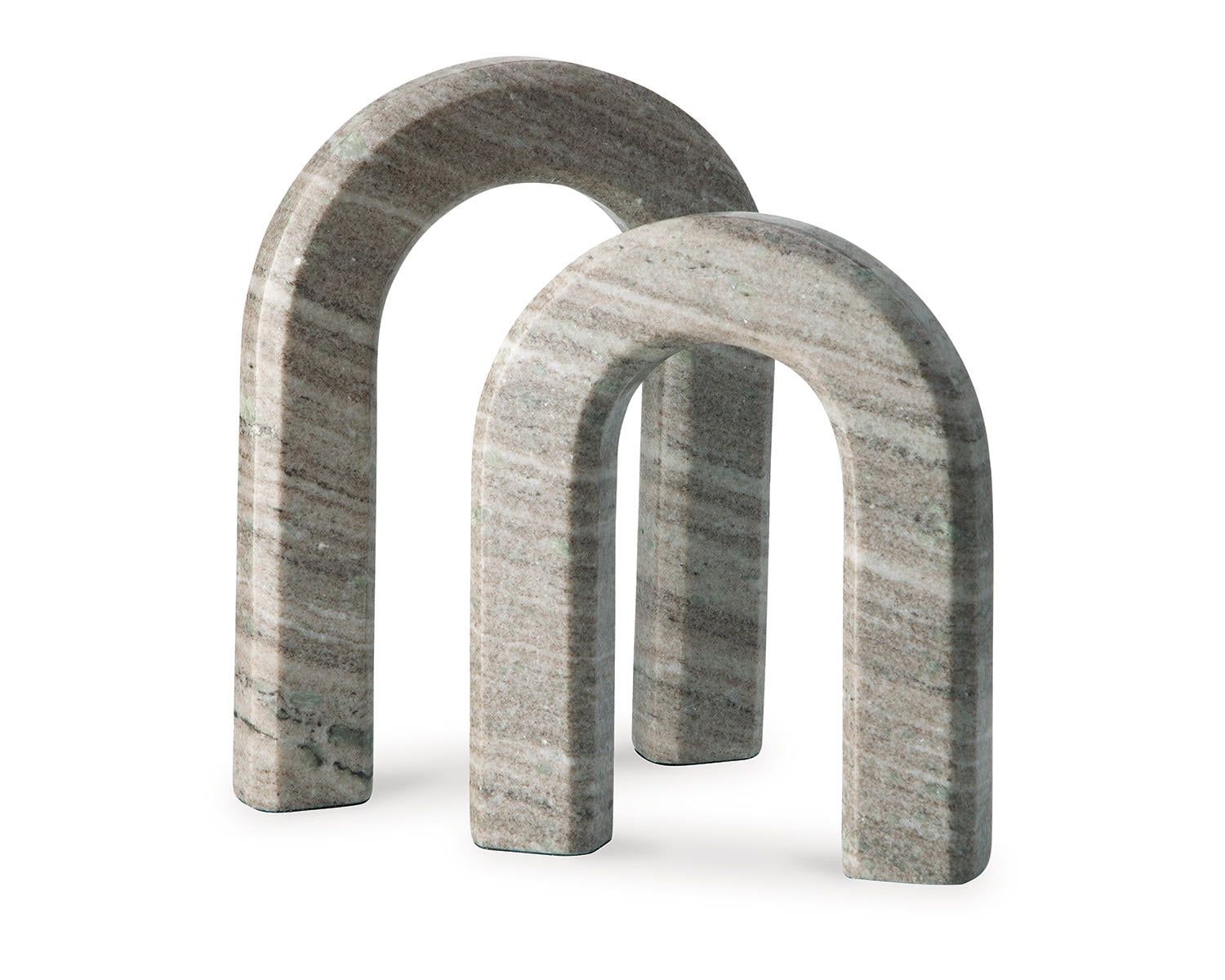 Taupe Marble Architectural Sculpture Set of 2