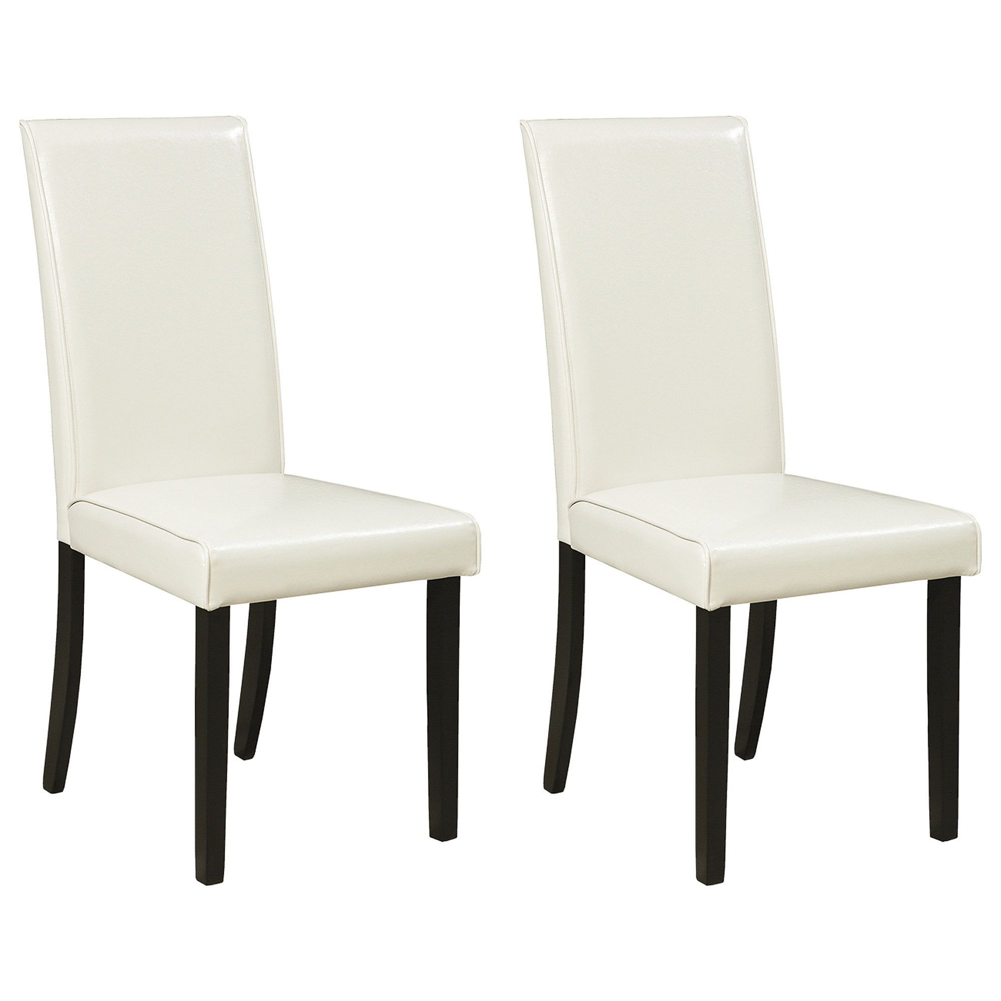 Ivory Faux Leather Upholstered Parsons Side Chair with Wood Legs