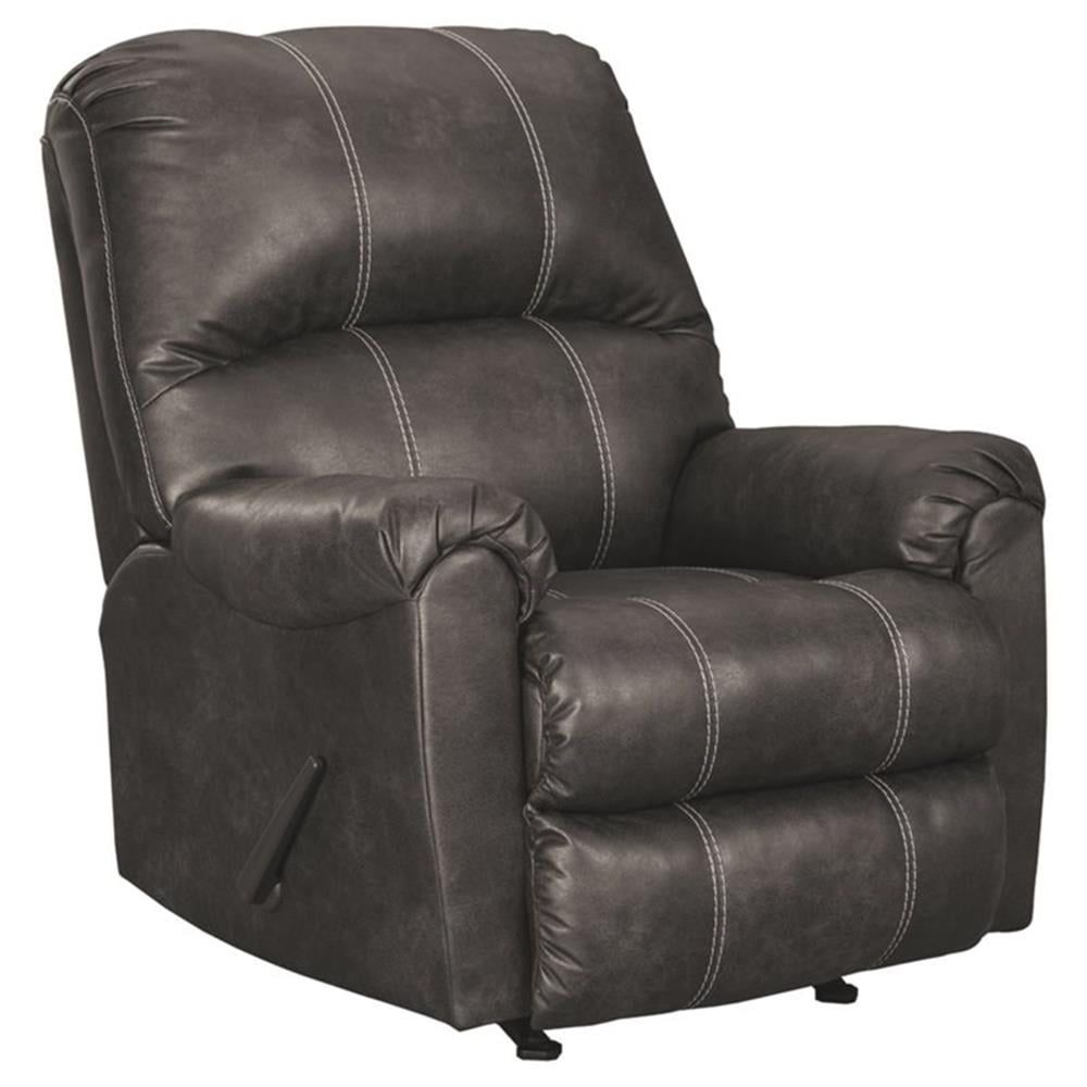 Black Faux Leather Contemporary Recliner with Metal Frame