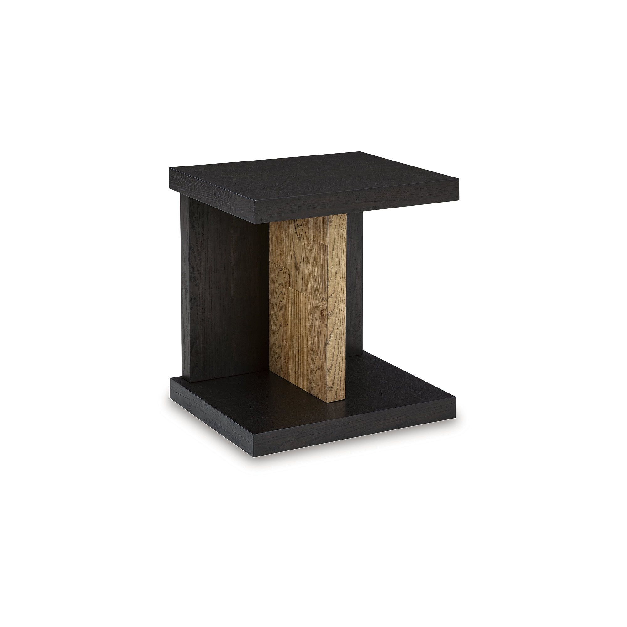 Dark Brown Rectangular Wood and Metal End Table with Storage