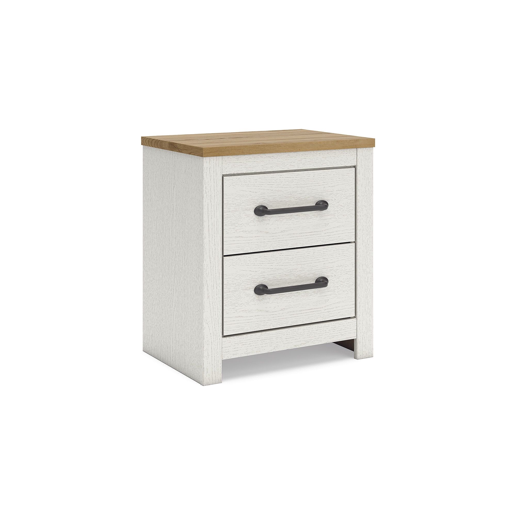 White and Warm Brown 2-Drawer Farmhouse Nightstand