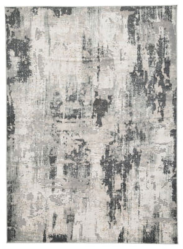 Mazatl 5' x 7' Gray and Cream Abstract Rug