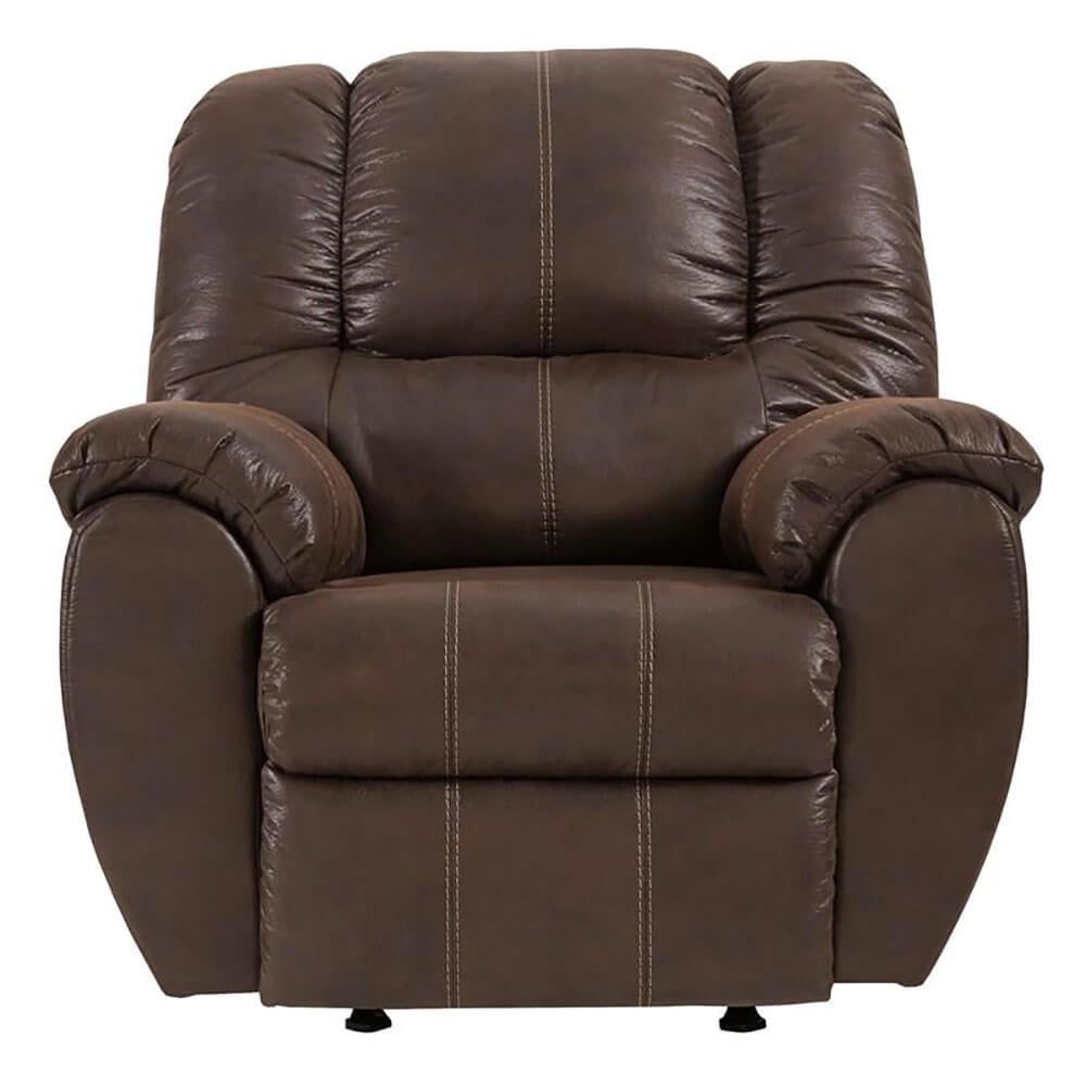 Walnut Brown Faux Leather Recliner with Metal Frame